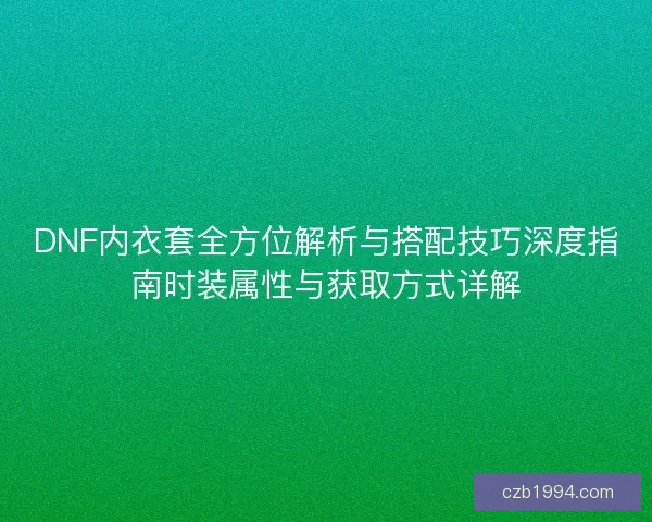 DNF内衣套全方位解析与搭配技巧深度指南时装属性与获取方式详解