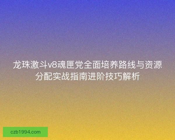 龙珠激斗v8魂匣党全面培养路线与资源分配实战指南进阶技巧解析